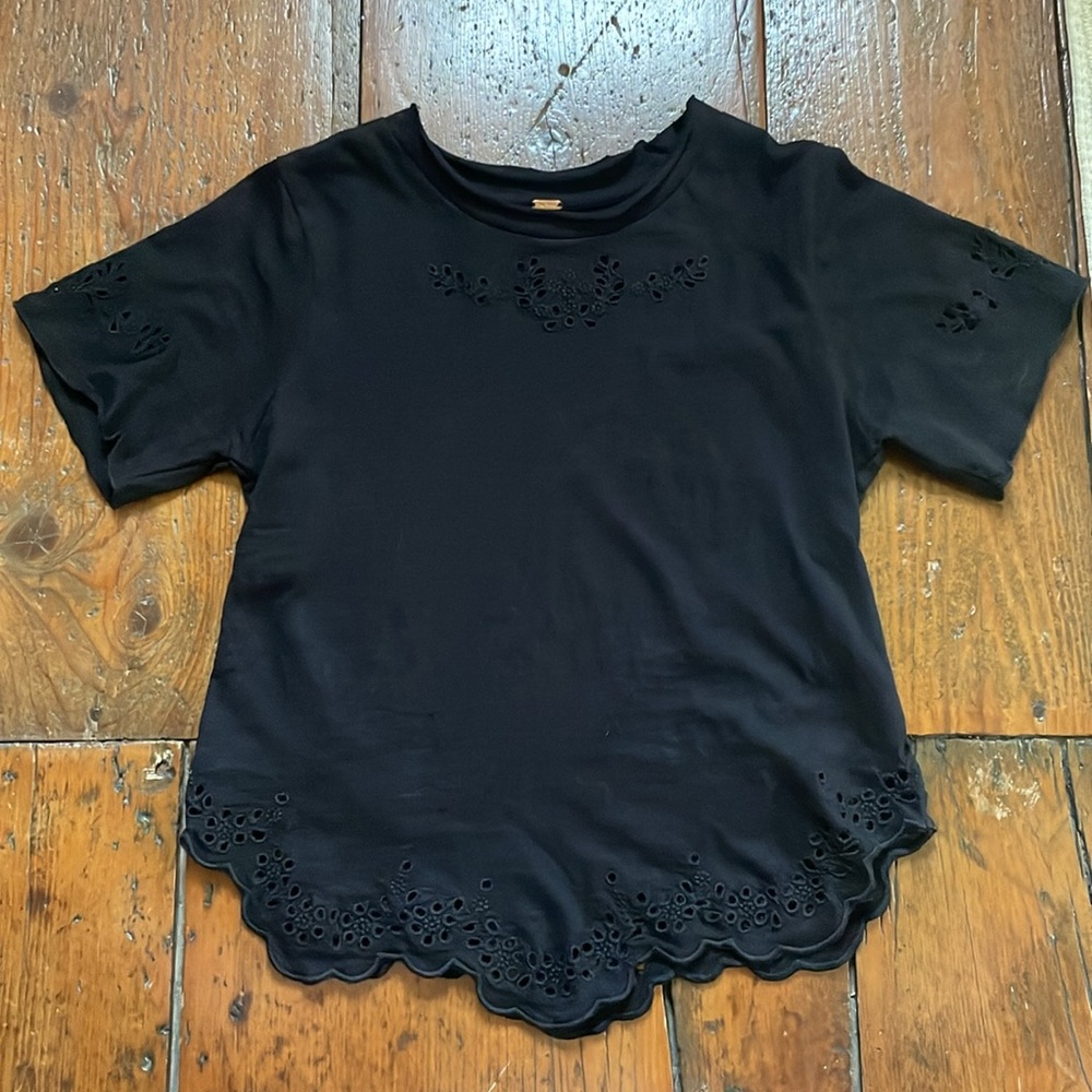 Free People Call Me Baby Black Basic Tee